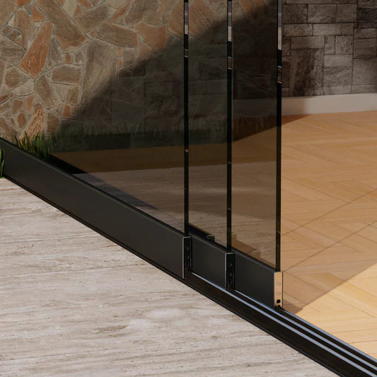 Glazen schuifwand pakket 3 spoor tot 305 cm Getint glas compleet Antraciet
