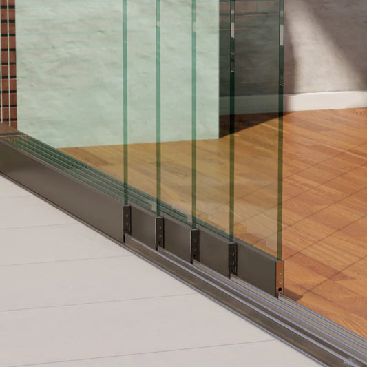 Glazen schuifwand pakket 4 spoor tot 405 cm Helder compleet Wit