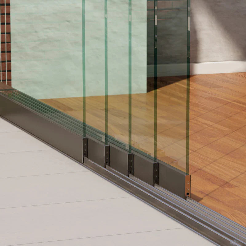 Glazen schuifwand pakket 5 spoor tot 507 cm Helder compleet Wit
