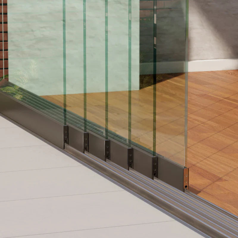 Glazen schuifwand pakket 6 spoor tot 607 cm Helder compleet Creme