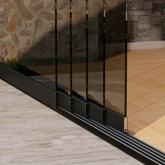 Glazen schuifwand pakket 5 spoor tot 507 cm Getint compleet Antraciet